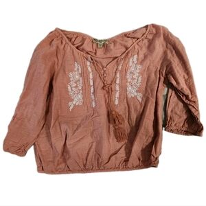 Womens Boho Embroidered Top Size Small